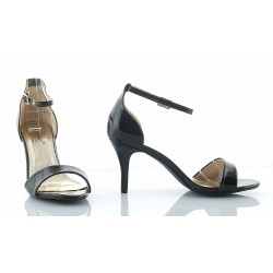 Sandały na szpilce 8 cm. piętka pasek czarne