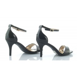Sandały na szpilce 8 cm. piętka pasek czarne