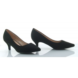 Czółenka zamszowe na niskiej szpilce 5,5 cm. szpic czarne