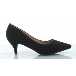 Czółenka zamszowe na niskiej szpilce 5,5 cm. szpic czarne