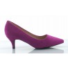 Czółenka zamszowe na niskiej szpilce 5,5 cm. szpic fuksja