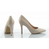 Czółenka na szpilce 9,5 cm. lakierowane beżowe nude