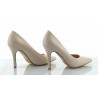 Czółenka na szpilce 9,5 cm. lakierowane beżowe nude