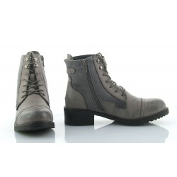 Botki trzewiki za kostkę sznurowane zamek ocieplane szare