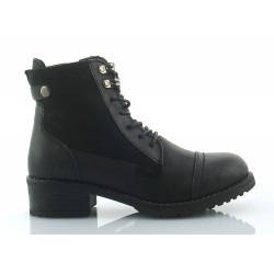 Botki trzewiki za kostkę sznurowane zamek ocieplane czarne