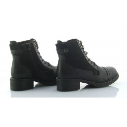 Botki trzewiki za kostkę sznurowane zamek ocieplane czarne