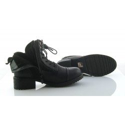 Botki trzewiki za kostkę sznurowane zamek ocieplane czarne