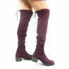 Kozaki za kolano na słupku 5 cm. zamszowe bordowe magenta