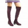 Kozaki za kolano na słupku 5 cm. zamszowe bordowe magenta