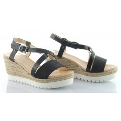 Sandały espadryle na koturnie 7,5 cm. czarne