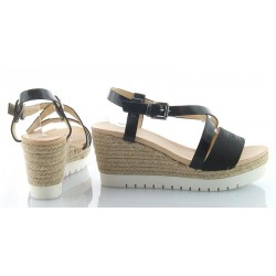 Sandały espadryle na koturnie 7,5 cm. czarne