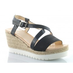 Sandały espadryle na koturnie 7,5 cm. czarne