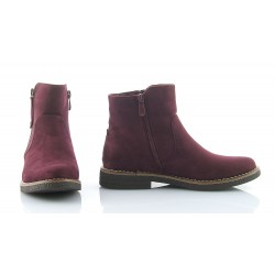 Botki zamszowe na płaskim obcasie bordowe wine