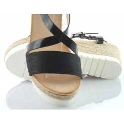 Sandały espadryle na koturnie 7,5 cm. czarne