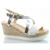 Sandały espadryle na koturnie 7,5 cm. białe srebrne