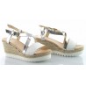 Sandały espadryle na koturnie 7,5 cm. białe srebrne