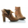 Botki damskie na słupku 8 cm. ocieplane camel