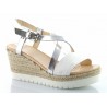 Sandały espadryle na koturnie 7,5 cm. białe srebrne