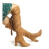 Wysokie kozaki na słupku 8,5 cm. zamszowe camel