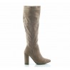 Kozaki zamszowe na słupku 9 cm. szpic khaki