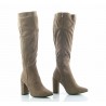 Kozaki zamszowe na słupku 9 cm. szpic khaki