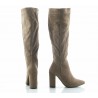 Kozaki zamszowe na słupku 9 cm. szpic khaki