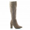 Kozaki zamszowe na słupku 9 cm. szpic khaki