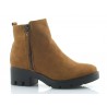 Botki damskie na niskim obcasie ocieplane camel