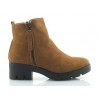 Botki damskie na niskim obcasie ocieplane camel