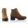 Botki damskie na niskim obcasie ocieplane camel