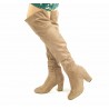 Kozaki muszkieterki na słupku 8 cm. zamszowe khaki