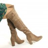 Kozaki muszkieterki na słupku 8 cm. zamszowe khaki