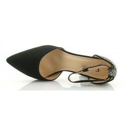 Czółenka zamszowe na słupku 9,5 cm. czarne