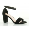 Sandały zamszowe na słupku 8 cm. z zakrytą piętą czarne
