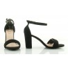 Sandały zamszowe na słupku 8 cm. z zakrytą piętą czarne