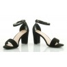 Sandały zamszowe na słupku 8 cm. z zakrytą piętą czarne