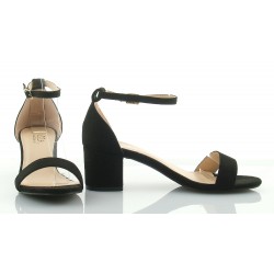 Sandały zamszowe na słupku 5,5 cm. czarne