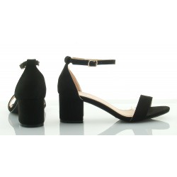 Sandały zamszowe na słupku 5,5 cm. czarne