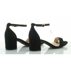 Sandały zamszowe na słupku 5,5 cm. czarne