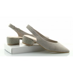 Czółenka sandały zamszowe na słupku 3,5 cm. szare