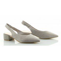 Czółenka sandały zamszowe na słupku 3,5 cm. szare