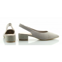 Czółenka sandały zamszowe na słupku 3,5 cm. szare