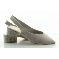 Czółenka sandały zamszowe na słupku 3,5 cm. szare