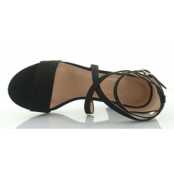 Sandały zamszowe na słupku 5,5 cm. czarne