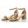 Sandały zamszowe na słupku 5,5 cm. khaki beżowe