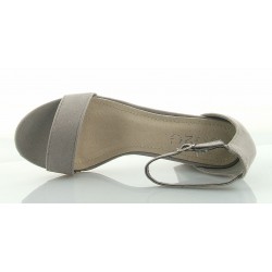 Sandały zamszowe na słupku 6 cm. pasek szare