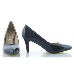 Czółenka szpilki 7,5 cm. lakierowane granatowe