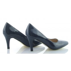 Czółenka szpilki 7,5 cm. lakierowane granatowe