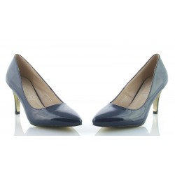 Czółenka szpilki 7,5 cm. lakierowane granatowe