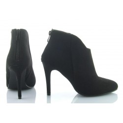 Botki damskie zamszowe na szpilce 9,5 cm. czarne